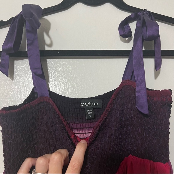 Bebe Silk Maxi Dress in Violet Purple and Magenta Pink Size Small - Picture 3 of 6